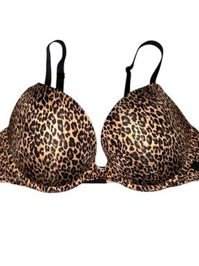 Victoria’s Secret Leopard Print Push Up Bra 36C Animal Print Padded Underwire
